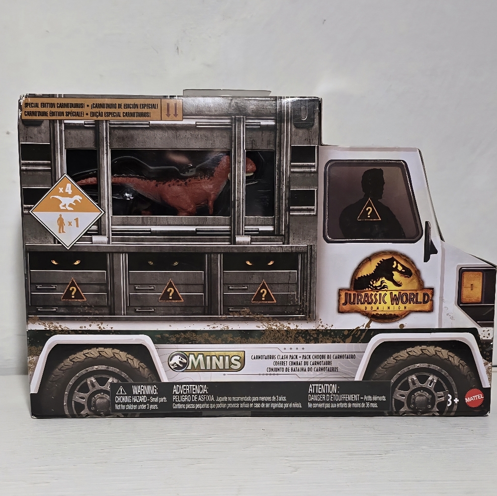 Jurassic World Dominion Minis Carnotaurus Clash Pack 4 Mini Dinosaur & 1 Figure